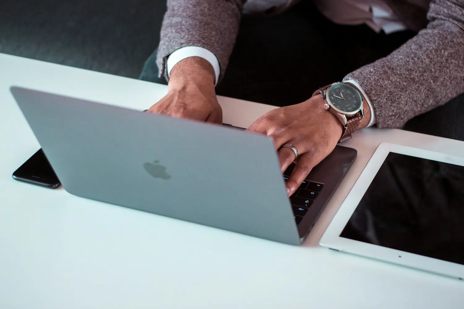 Working on a laptop at a desk