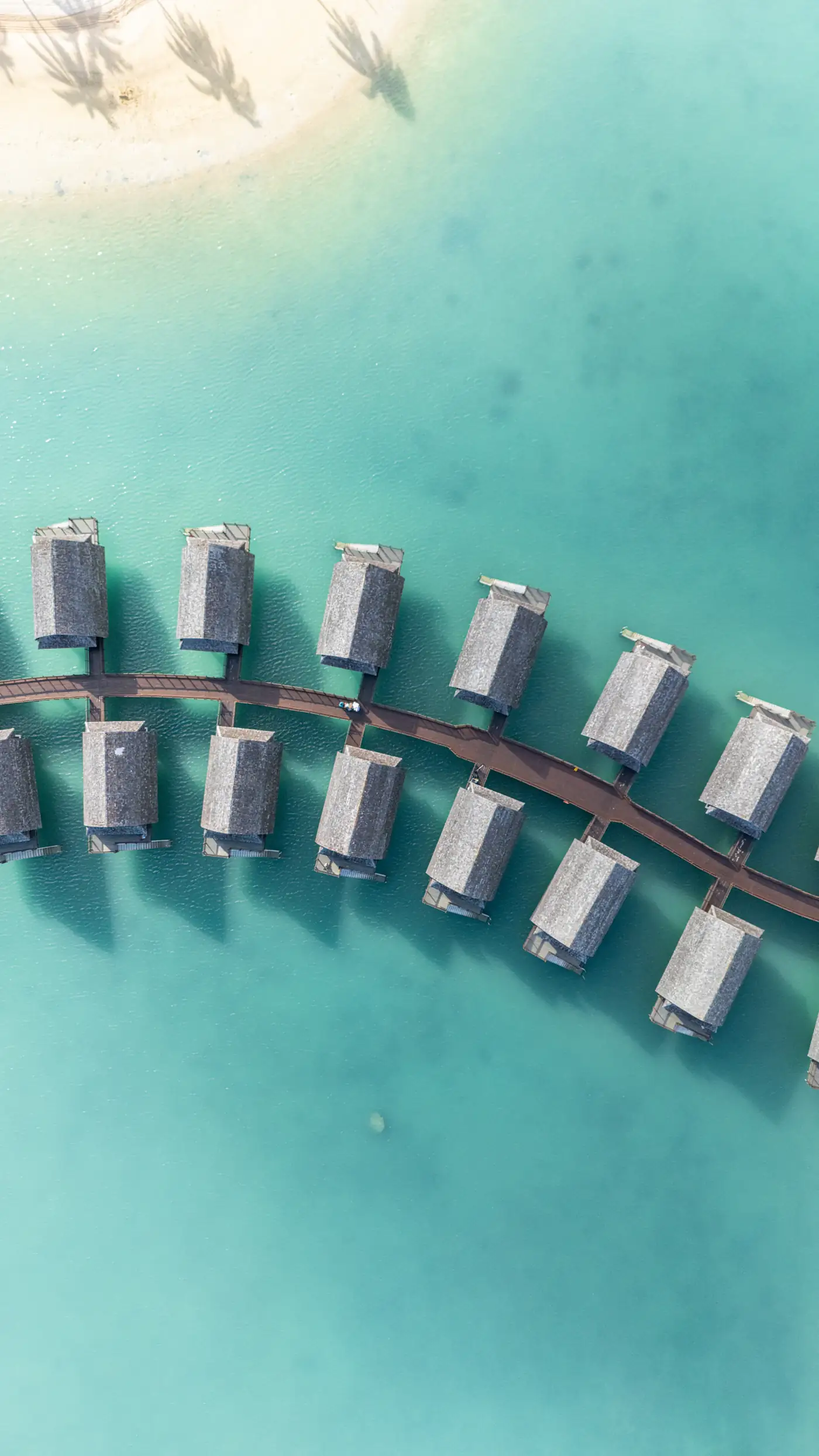 Overwater villas from above