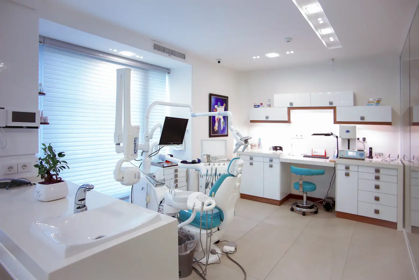 Dental room with soft window light