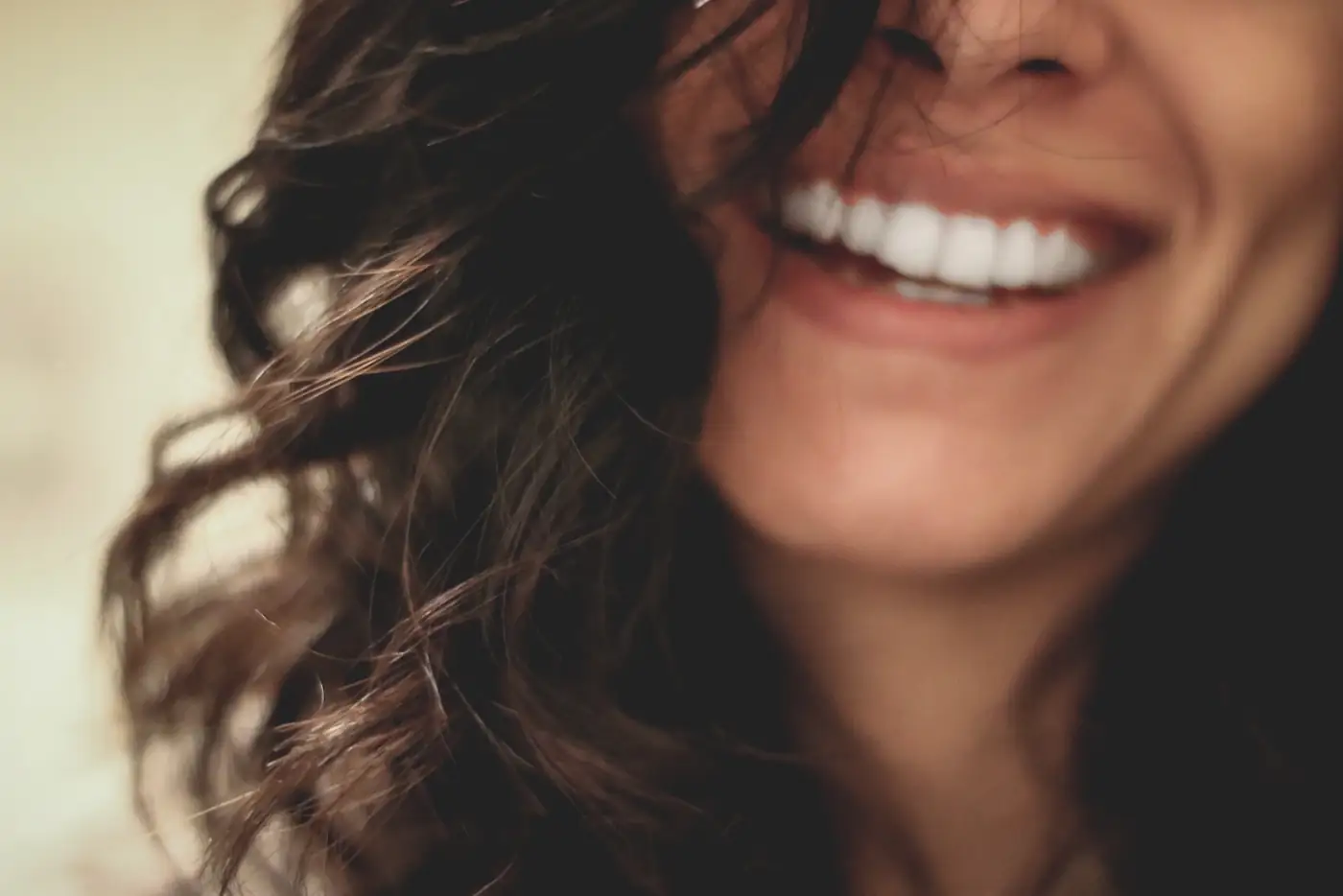 Close up of a smile in warm light
